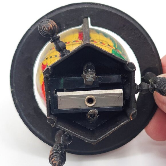 Miniature Diecast Brass Metal World Globe Pencil Sharpener Vintage HONG KONG - Picture 7 of 9